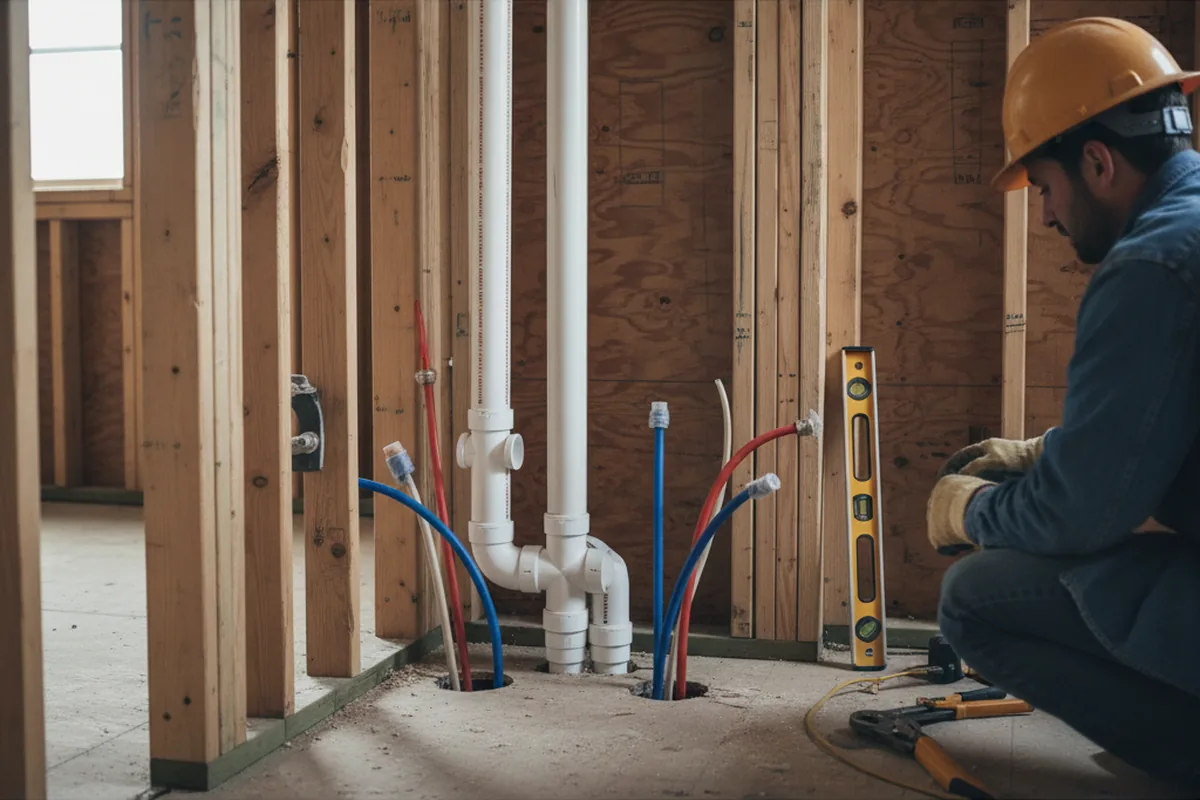 Drain and supply rough-in during Drain Cleaning in Silver Grove