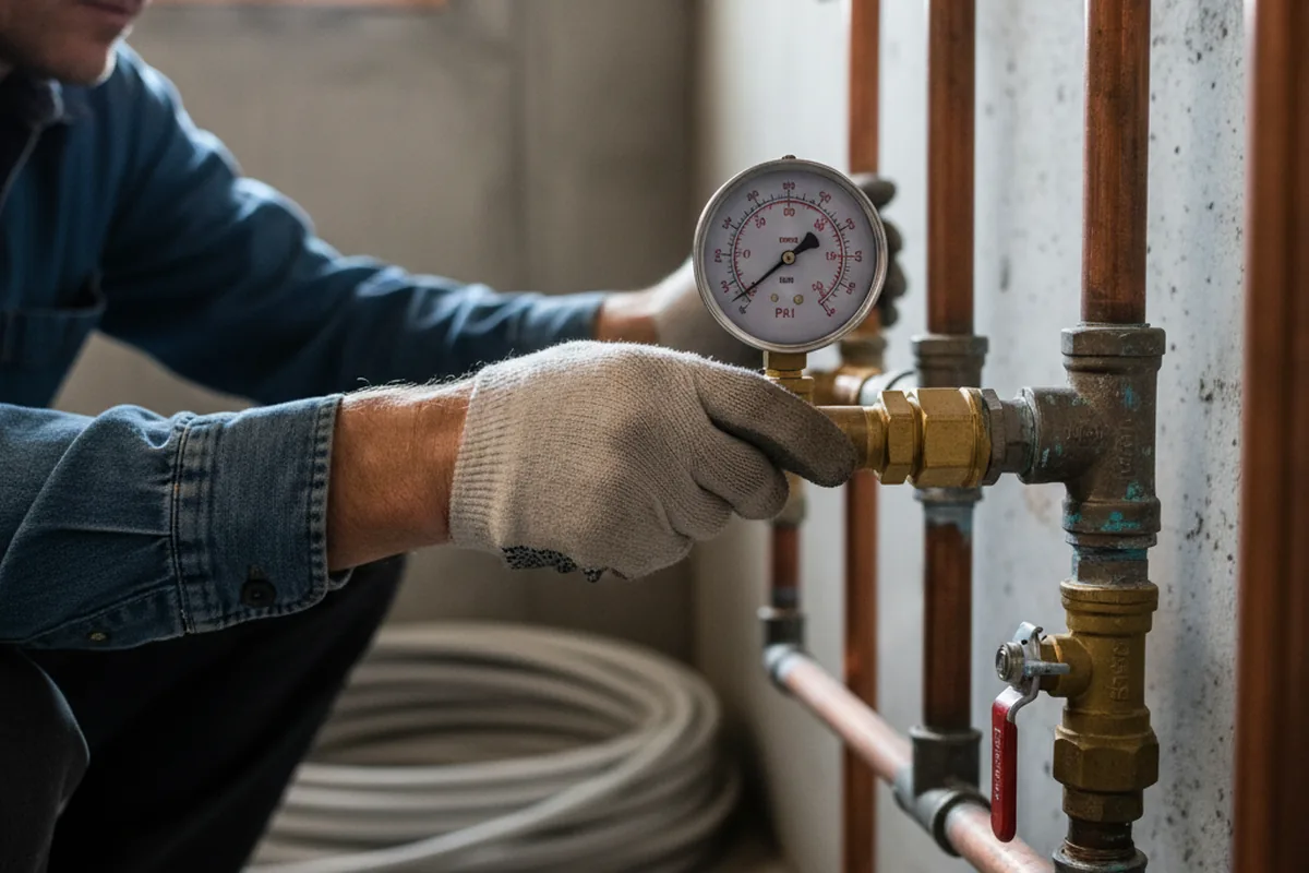 Pressure testing a repaired line during Water Line Repair in Silver Grove